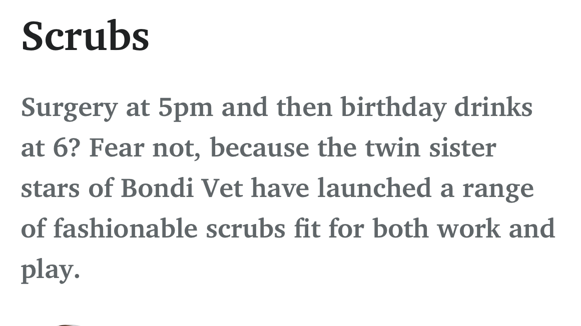 Bondi Vet sisters launch scrubs fit for surgery and social