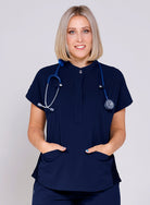 orient collar scrub top