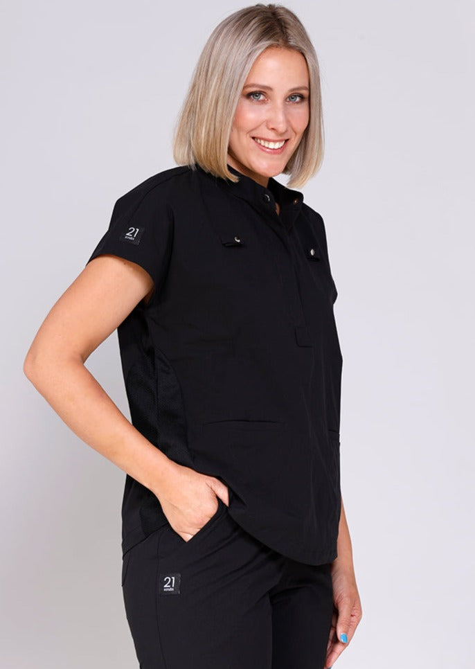 High collar scrubs top