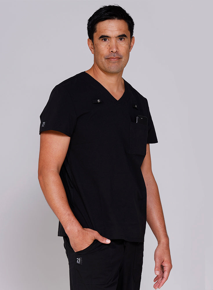 Black Mens V-neck scrub top