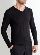 Men's Underscrubs - Black long sleeved bamboo underscrub top