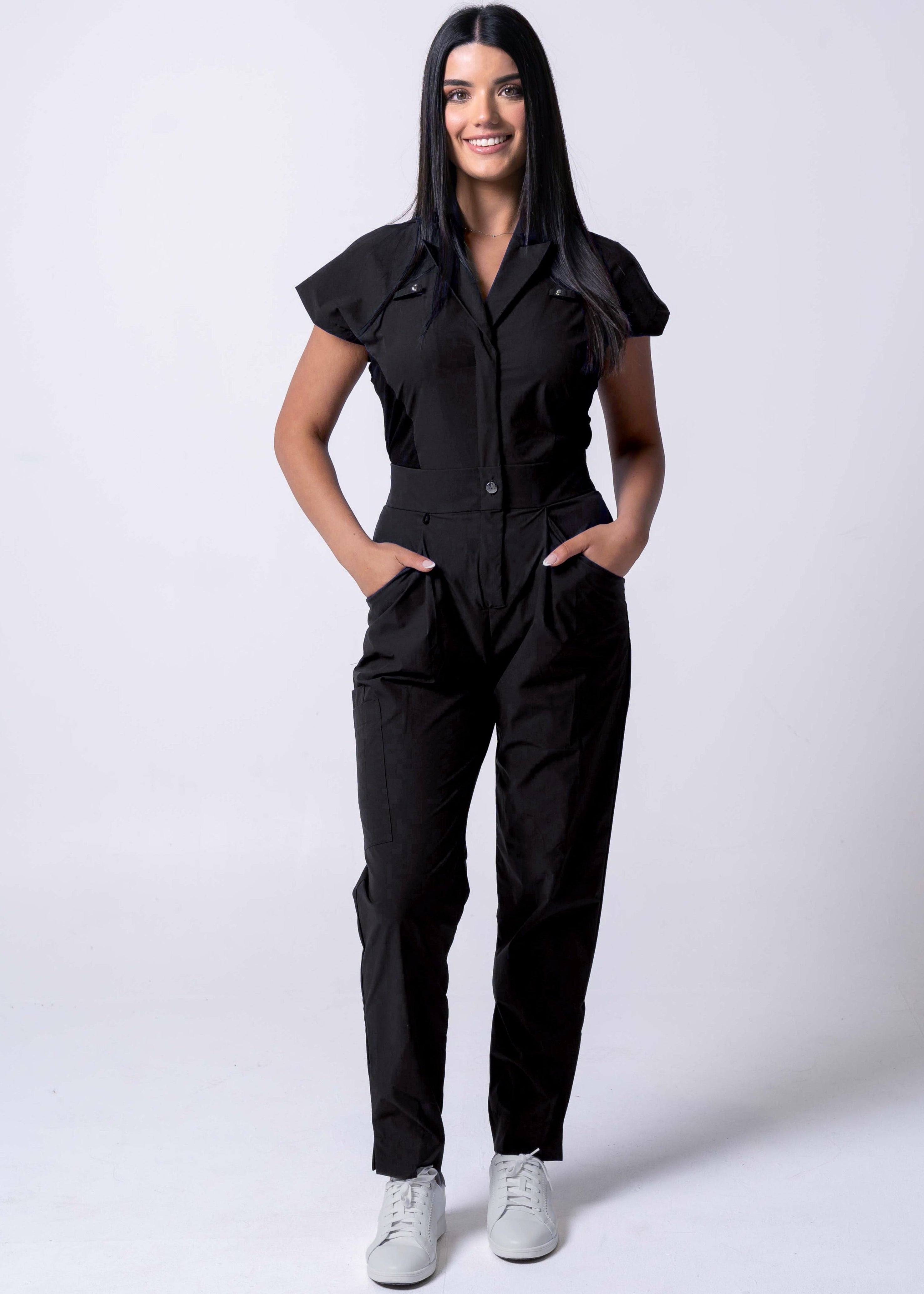 Black jumpsuit scrub uniform